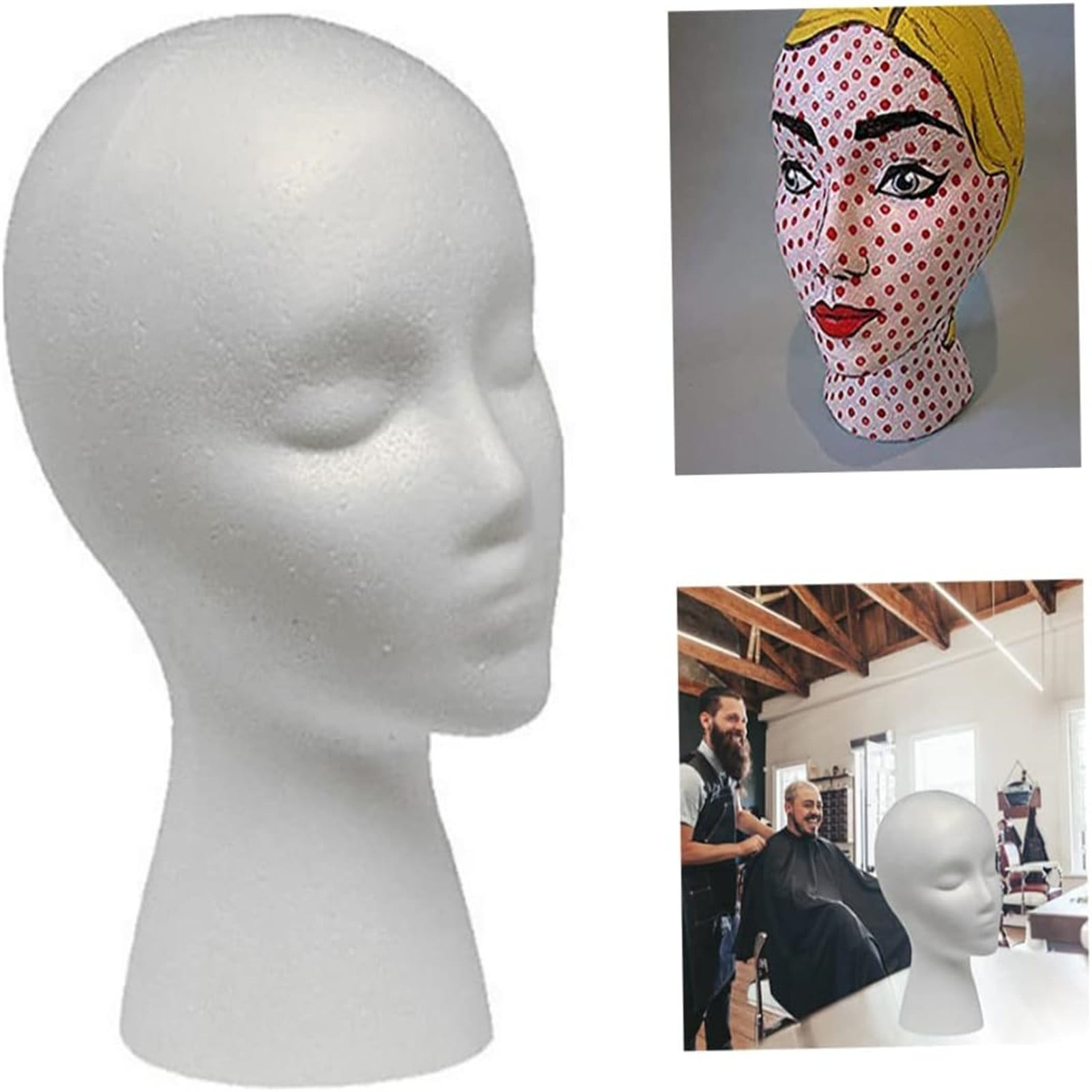 BYB Female Styrofoam Mannequin Head Model Wig/Hat Display Stand Art Work Painting Novelty Foam