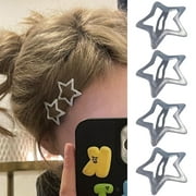 BYB Hairpin Sweet Cool Side Bangs Hairpin Silver 4 Piece Girl's Hairpin Hairpin Headwear Non Slip Metal Hairpin Access