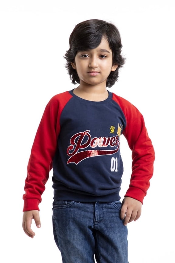 BYB Navy/Red color embroidered sweat tee