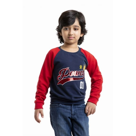 BYB Navy/Red color embroidered sweat tee