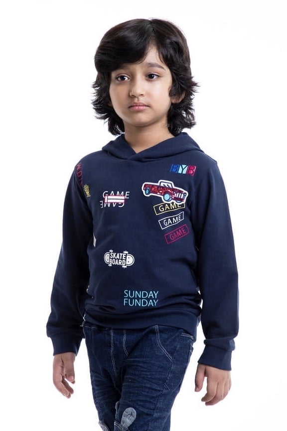 BYB Navy color embroidered sweat tee