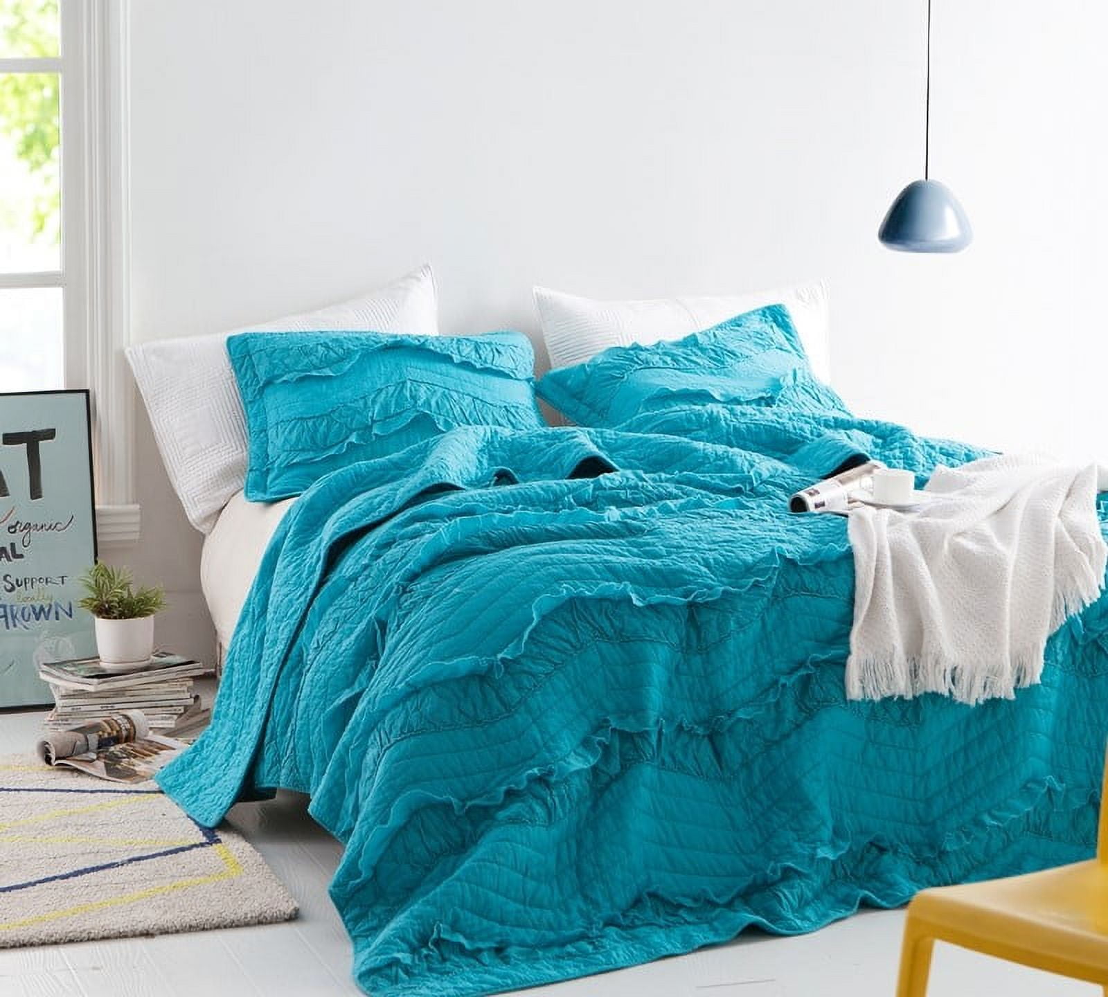 BYB Peacock Relaxin' Chevron Ruffles Quilt Single Tone Oversized