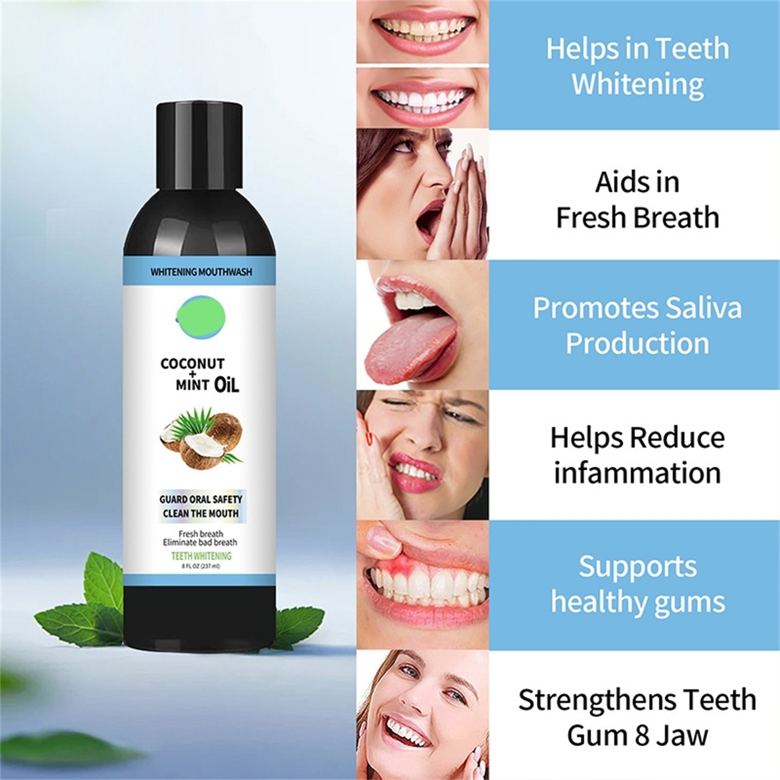 BYB Pulling Oil With Coconut Peppermint Oil Mouthwash For Oral Care