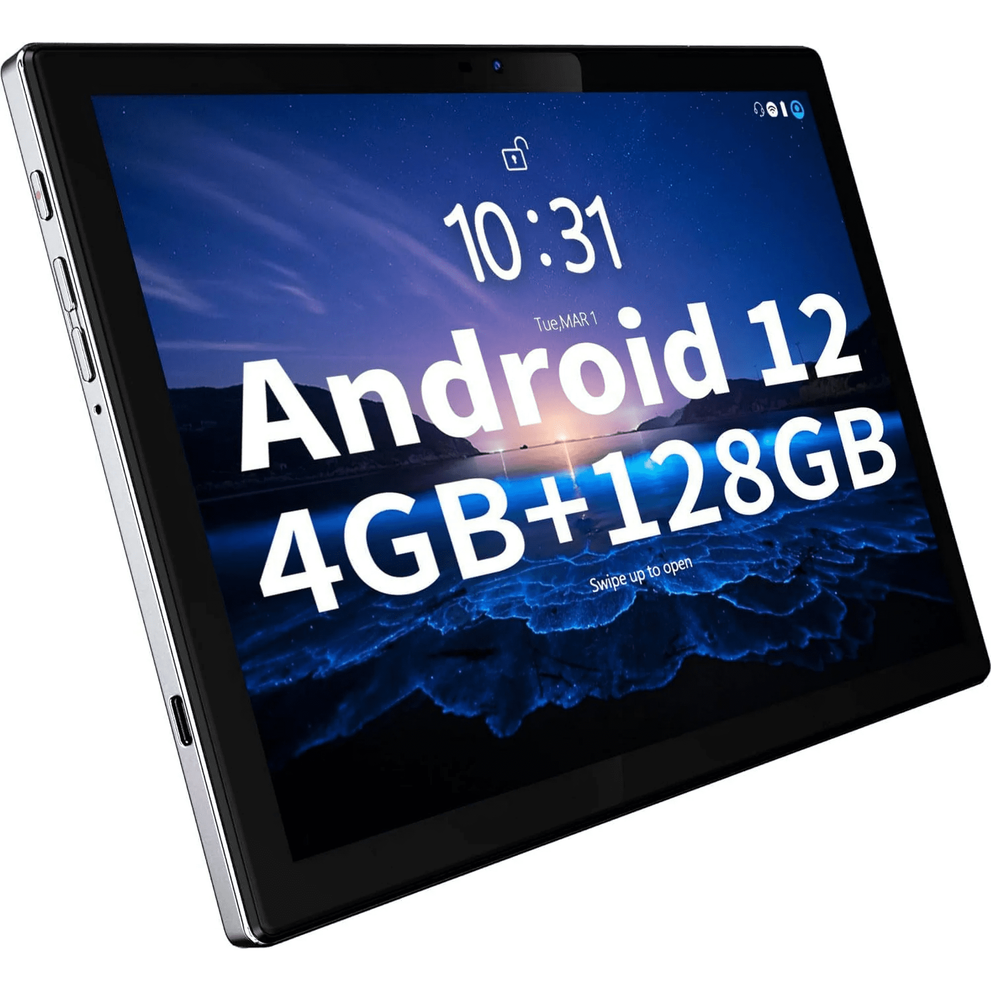 BYBBUO 10.1 Inch Android 12 Tablet - 4GB RAM, 128GB Storage, Expandable to 512GB, Full HD IPS Touchscreen, GMS Certified, 7000mAh Battery