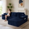thumbnail image 1 of BYBYME 104" Cloud Sectional Couch with L-Shape Chaise Modern Comfy Modular Plush Corduroy Sofa for Living Room,No Assembly Required,Right Facing Chaise,Navy, 1 of 9