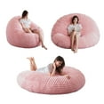 thumbnail image 1 of BYBYME 3 in 1 Convertible Bean Bag Chair,Giant Bean Bag Chair Ultra Soft,Folding Bean bag Bed Lounge Sofa Bed for Adults,Round,Pink,Queen, 1 of 10