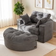 thumbnail image 1 of BYBYME 49''Round Chaise Lounge Chair,Corduroy Sofa Bed With Deep Seat,Upholstered Boneless Chaise Indoor,Cozy Sleeper Couch for Living Room with Ottoman,DGrey, 1 of 8