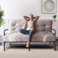 thumbnail image 1 of BYBYME 6" Futon Mattress, Velvet Thick Futons Sofa Couch Bed, Floor Mattress for Adults, Shredded Foam Filling,Grey Twin(Frame Not Included), 1 of 7