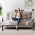 thumbnail image 1 of BYBYME 6" Futon Mattress,Velvet Thick Futons Sofa Couch Bed,Floor Mattress for Adults,Shredded Foam Filling,Grey Queen(Frame Not Included), 1 of 7