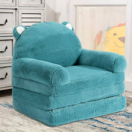BYBYME Adjustable Toddler Sofa Chair,Kids Sofa Chair with Adjustable Backrest and Height,Kids Recliner Sofa Grows with Kid for Kids Sleeping,Studying,Playing,Blue