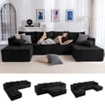 thumbnail image 1 of BYBYME Cloud Sectional Couch with U-Shape Chaise Modern Comfy Modular Corduroy Sofa for Living Room,Tufted 6-Seat Sleeper Chair with 2 Ottoman,Sofa in A Box,No Assembly Required,Black, 1 of 16