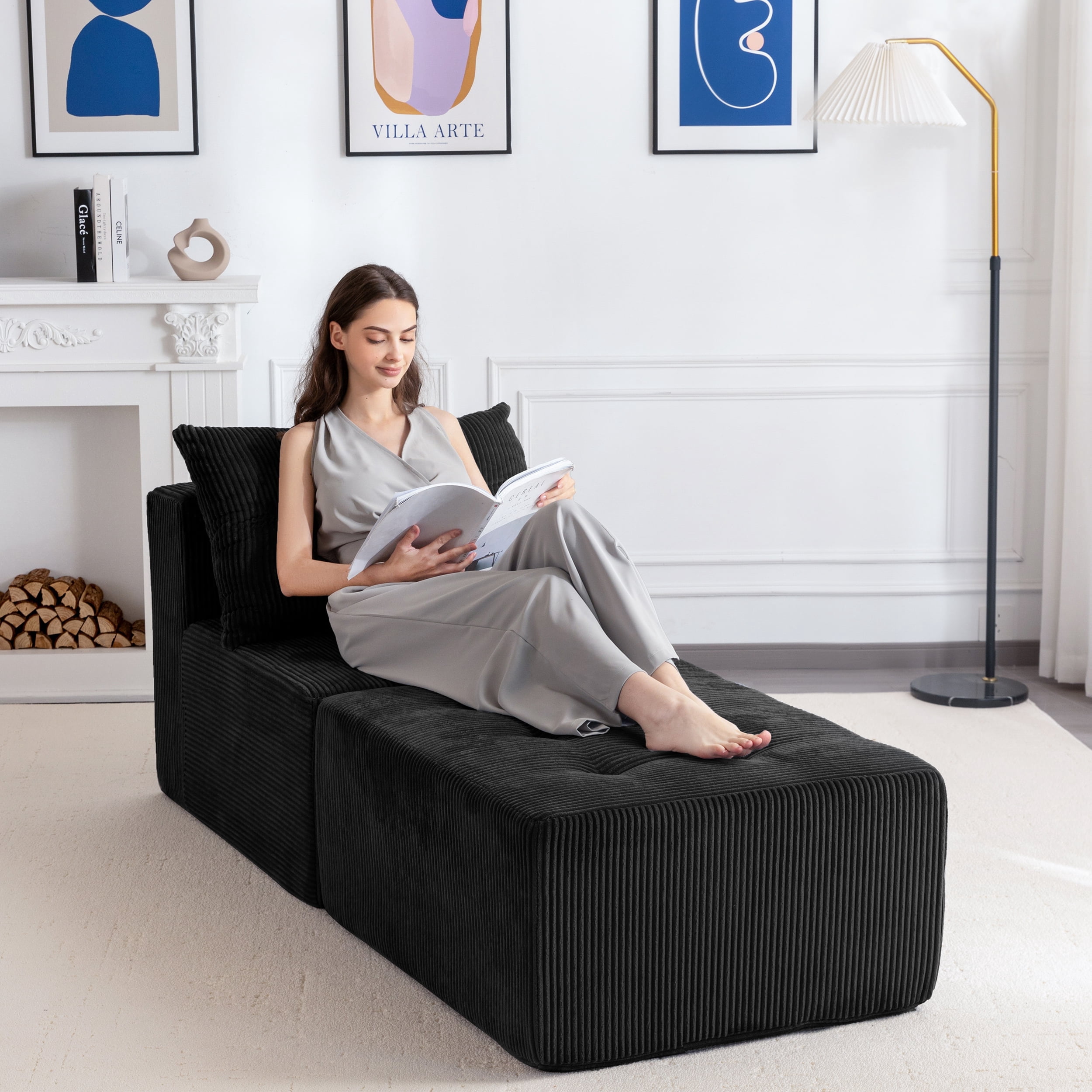 BYBYME Cloud Sectional Couch Versatile Sofa Chair with Ottoman Modern ...