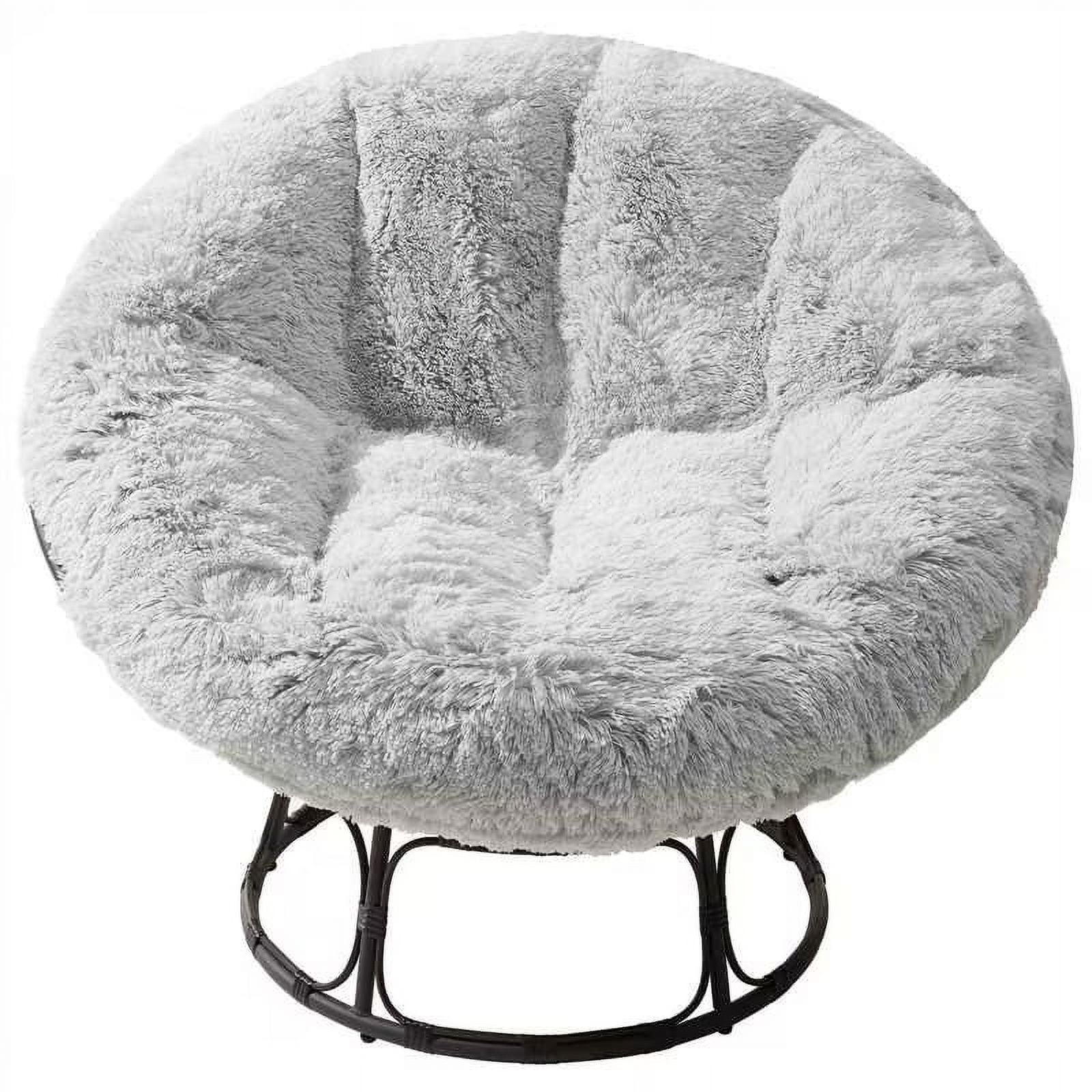BYBYME Round Papasan Chair Cushion, 44X44 Inch, Long Faux Fur Cover ...