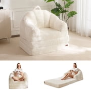 BYBYME Folding Sofa Bed,2-in-1 Convertible Sofa,Plush Bean Bag Chair with Armrests,Floor Sofa Suitable for Adults,Suitable for Bedrooms and Living Rooms,Beige