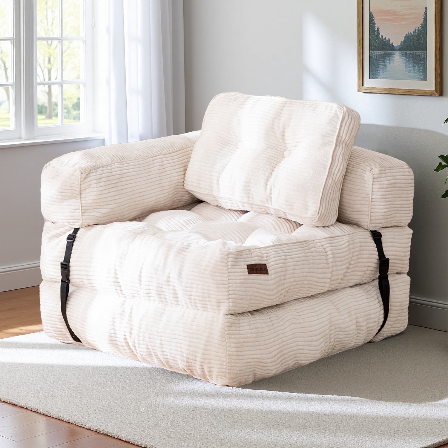 BYBYME Folding Sofa Bed, 8 Inch L Shape Convertible Floor Couch