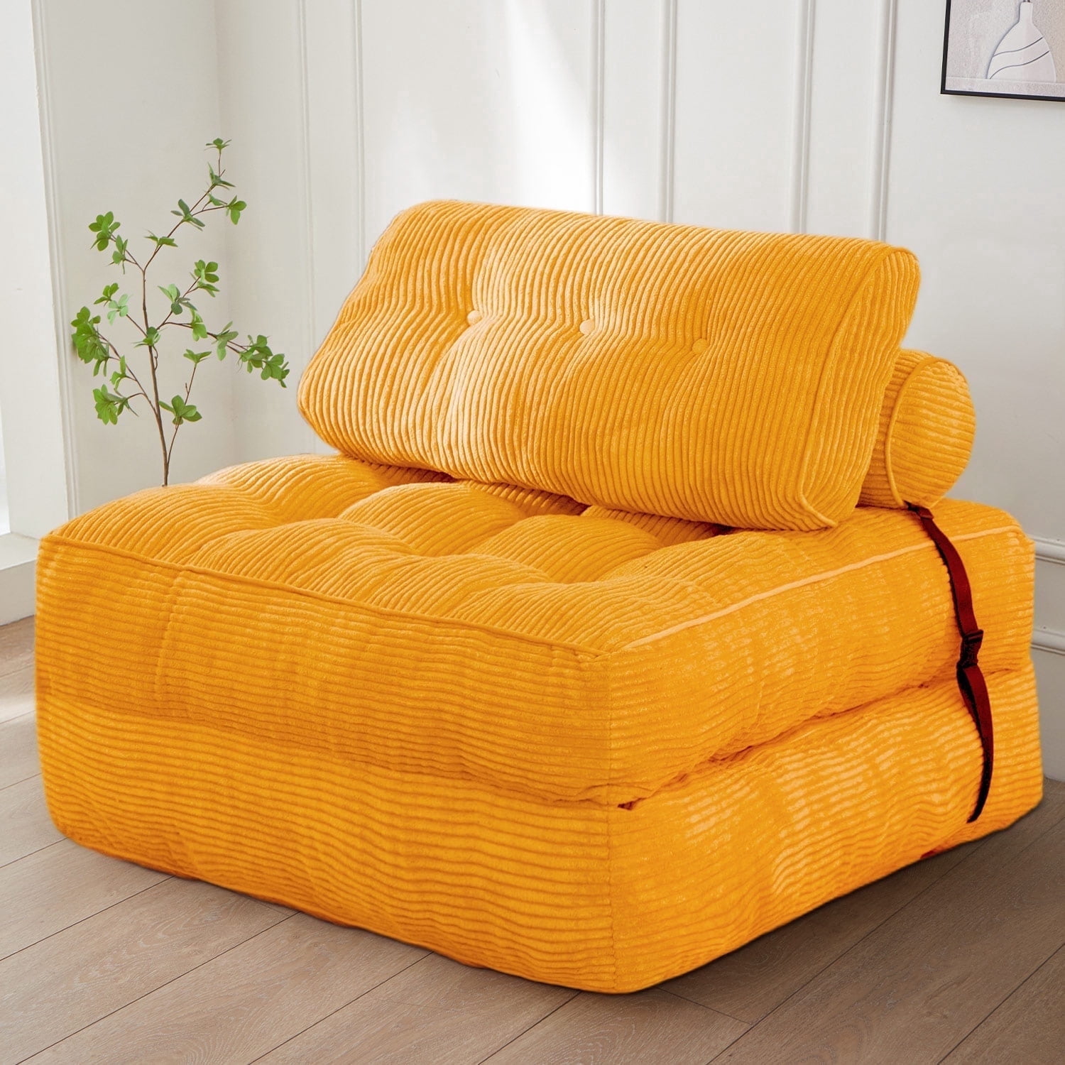 BYBYME Folding Sofa Bed, Convertible Floor Couch for Adults, Dark