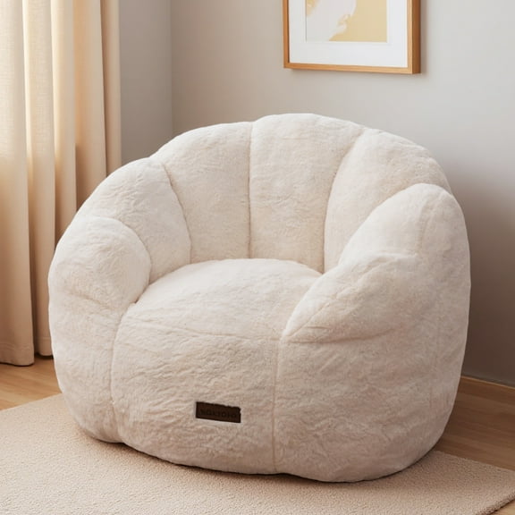 BYBYME Kids Bean Bag Chair,Soft Memory Foam Bean Bag Chair for Toddlers,Plush Lazy Sofa Lounger for Gaming,Reading,Beige