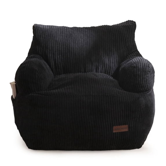 BYBYME Kids Bean Bag Chair,Soft Memory Foam Bean Bag Chair with Pocket for Toddlers,Lazy Sofa Lounger for Gaming,Reading,Black