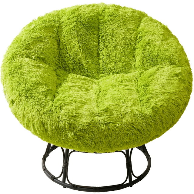 BYBYME Papasan Chair Cushion with Long Faux Fur Cover (Without Chair), 44X44 Inch Supportive