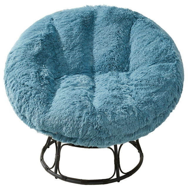 BYBYME Papasan Chair Cushion with Long Faux Fur Cover (Without Chair), 44X44 Inch Supportive