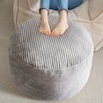 thumbnail image 1 of BYBYME Round Pouf Ottoman,A Modern Foam Stuffed Poof Perfect to Rest Your Feet,26X18 Corduroy Soft Poufs for Living Room,Grey, 1 of 7