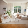 thumbnail image 1 of BYBYME Sofa Couch and Chaise Lounge,L Shaped Cloud-Plush Corduroy Boneless Floor Sofa Bed,Tufted Upholstered Sleeper Chair for Living Room,Beige, 1 of 6