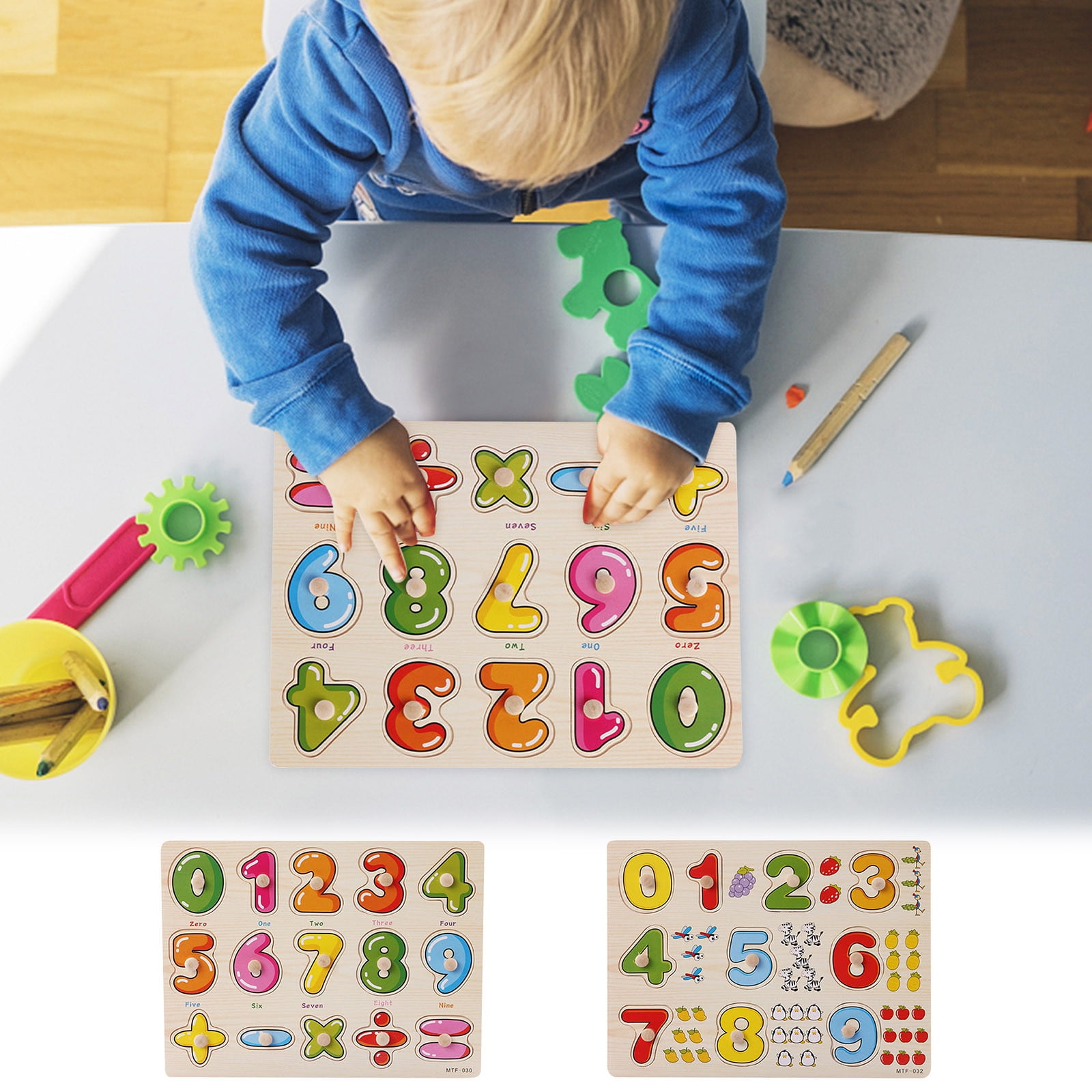 BYCZX Wooden Number Puzzles for Toddlers 13 Wooden Puzzles,Wooden