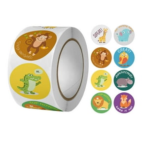 BYDOT Cute Animal Reward Stickers for Teachers Motivational Incentive Round School Labels for Students Class 500 Pieces Roll