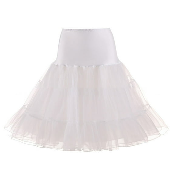 BYDOT Women 50s Vintage Tulle Flared Petticoat Solid Color Half Slip Tutu Underskirt