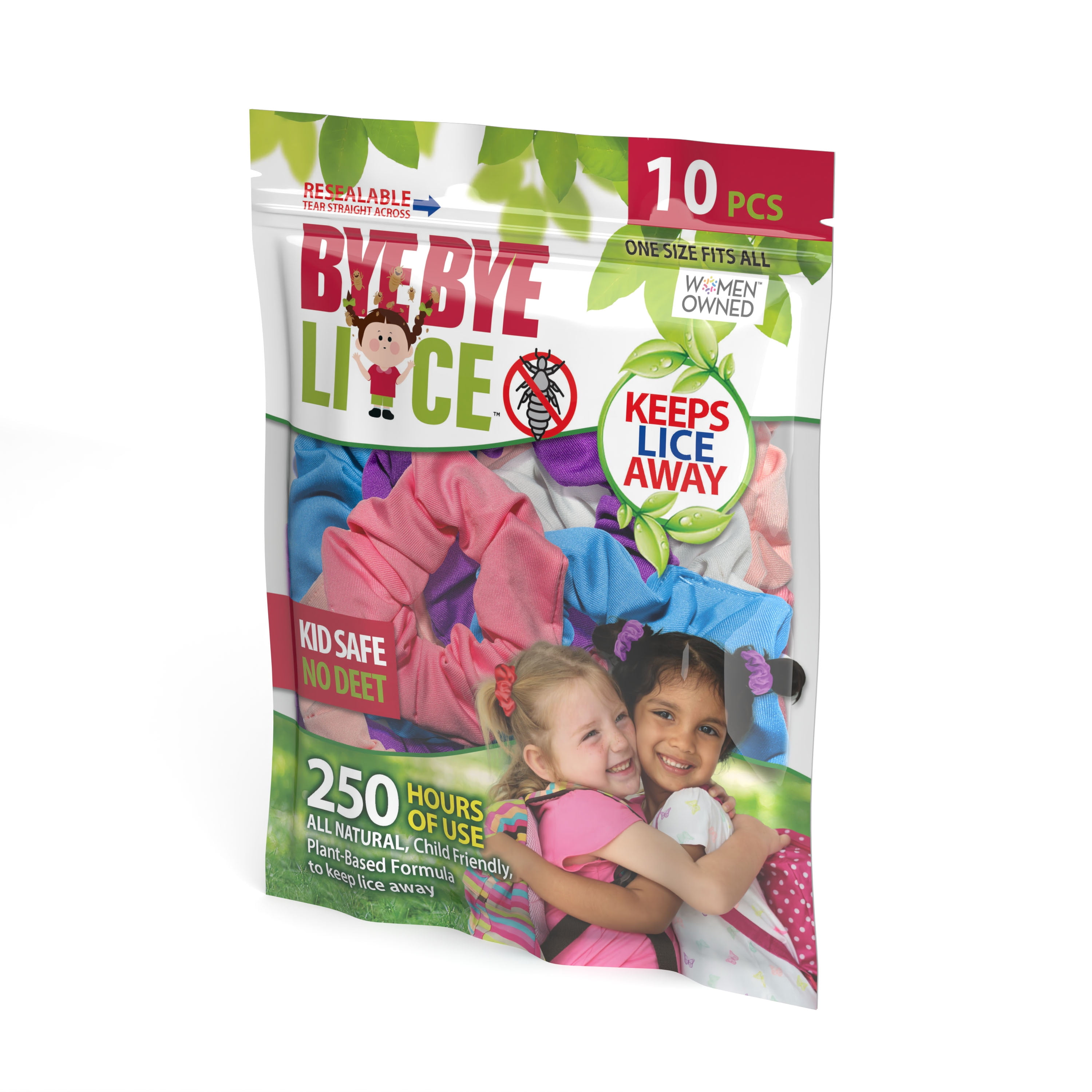 BYE BYE MOSQUITO Lice Scrunchies Hair Ties 10 Pack for Kids and Adults Unisex Hair