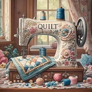 BYGFHLYW 5D DIY Diamond Painting Kits for Adults, Vintage Sewing Machine Floral Diamond Art Craft, Craft Room Home Wall Decor 14x14 Inch