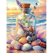 BYGFHLYW DIY 5D Diamond Painting Kit for Adults, Beach Wish Bottle Diamond Art Craft, Coastal Home Wall Decor 12x16 Inch