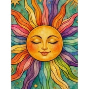 BYGFHLYW DIY 5D Diamond Painting Kit for Adults, Boho Rainbow Smiling Sun Diamond Art Craft, Hippie Home Wall Decor 12x16 Inch
