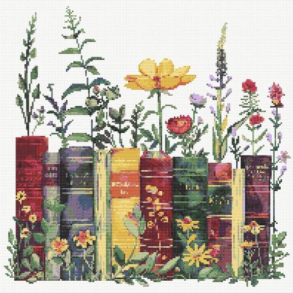 BYGFHLYW DIY 5D Diamond Painting Kit for Adults, Vintage Books Wild Floral Diamond Art Craft, Cottage Home Wall Decor 14x14 Inch