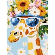 BYGFHLYW Diamond Art Kits for Adults, Cool Giraffe 5D Full Round Drill DIY Diamond Painting, Cute Animal Home Wall Decor, 12x16 Inch