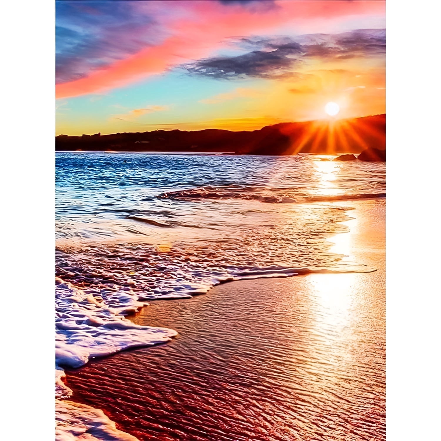 BYGFHLYW Diamond Art Kits for Adults, Sunset Beach Ocean 5D Full Round ...