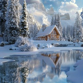 BYGFHLYW Diamond Art Kits for Adults, Winter Snowy Mountain Lake Pattern 5D Full Round Drill Diamond Painting, Home Wall Decor, 14x14 Inch