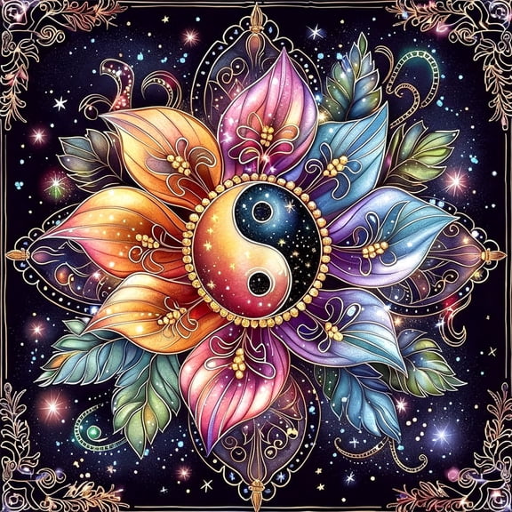 BYGFHLYW Diamond Painting Kit for Adults, Colorful Yin Yang Mandala Art for Home Bedroom Living Room, 14×14 Inches