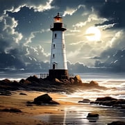 BYGFHLYW Diamond Painting Kits for Adults, Coastal Lighthouse Night Diamond Art Craft, Home Wall Decor 14x14 Inch