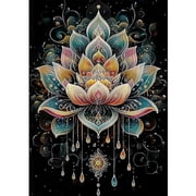 BYGFHLYW Diamond Painting Kits for Adults, Mandala Lotus Flower Diamond Art Craft, Zen Home Wall Decor 12x16 Inch