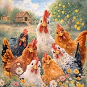 BYGFHLYW Diamond Painting Kits for Adults, Watercolor Farm Chicken Family Diamond Art Painting, Home Decor & Relaxation Art, 14 14 Inch