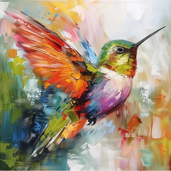 BYGFHLYW Paint by Number Kit for Adults, Vibrant Colorful Hummingbird Oil Painting, Unframed 16 X 16 in