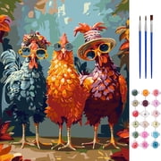 BYGFHLYW Paint by Numbers Kit for Adults, Funny Rooster with Sunglasses Painting on Canvas, Home Wall Decor for Kids Room Living Room, 16x20 Inch