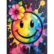 BYGFHLYW Rainbow Tie Dye Smiley Face Diamond Art Kits for Adults,Diamond Painting Kits for Beginner, Home Wall Decor 12 x 16 in