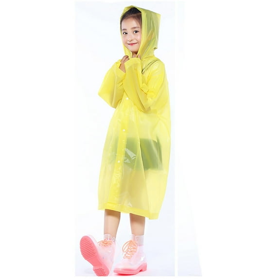 BYHONG 1PC Portable Reusable Raincoats Children Rain Ponchos for 6-12 Years Old Soft Baby Gifts for Girls Yellow One Size
