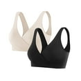 thumbnail image 1 of BYHONG 2 PCS Pregnant Women's Plain Color Bra Maternity Nursing Bras Vest Tops Bars for Women Black,Beige L, 1 of 4