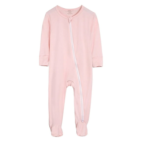 BYHONG Baby Boy Onesies Baby Boys Girls Rompers Footed Pajamas Zipper Long Sleeve Sleeper Jumpsuit Pink 0-3 Months