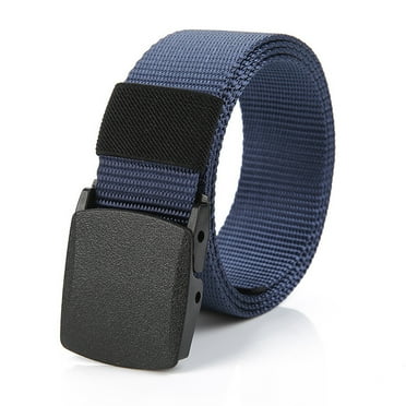 BYHONG Belt Nylon Waist Mens Metal- Long Belt Check Buckle Canvas Belt Collar for Men Blue One Size