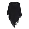 thumbnail image 1 of BYHONG Black Scarf for Women Women Striped Poncho with Tassels Knitted Shawl Scarf Fringed Wraps Pashminas Sweater Pullover Cape for Women Scarf with Sleeves for Women One Size, 1 of 4
