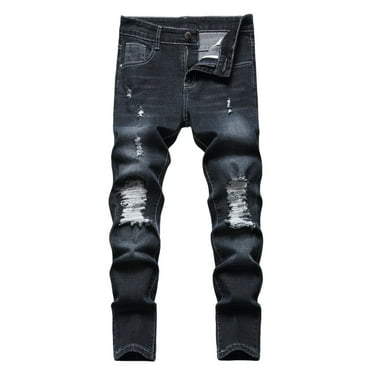BYHONG Boy's Skinny Fit Ripped Distressed Fashion Kids Denim Jeans Pants Black 12